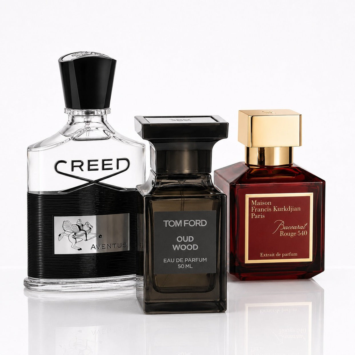 3er Herrenparfüm-Set - Creed Aventus, Tom Ford Oud Wood & Baccarat Rouge 540 Extrait