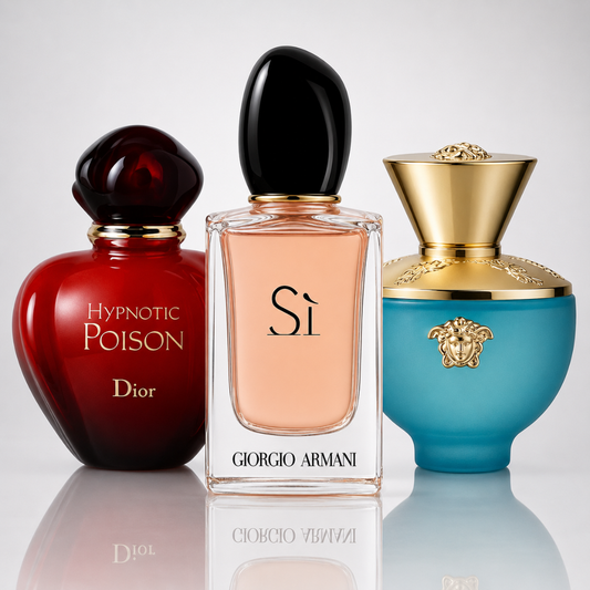 3er Damenparfüm-Set - Hypnotic Poison by Dior, Si by Giorgio Armani & Dylan Turquoise by Versace
